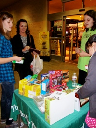 Girl Scouts at work selling cookies
